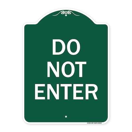 Signmission Designer Series Parking Lot Do Not Enter, Green & White Aluminum Sign, 18" x 24", GW-1824-23429 A-DES-GW-1824-23429
